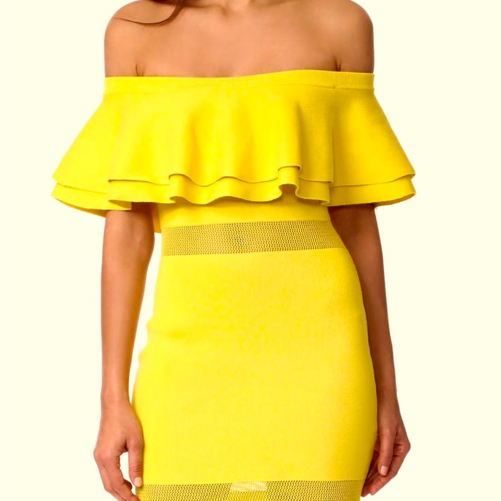 Off the shoulder Yellow BodyCon Dress
